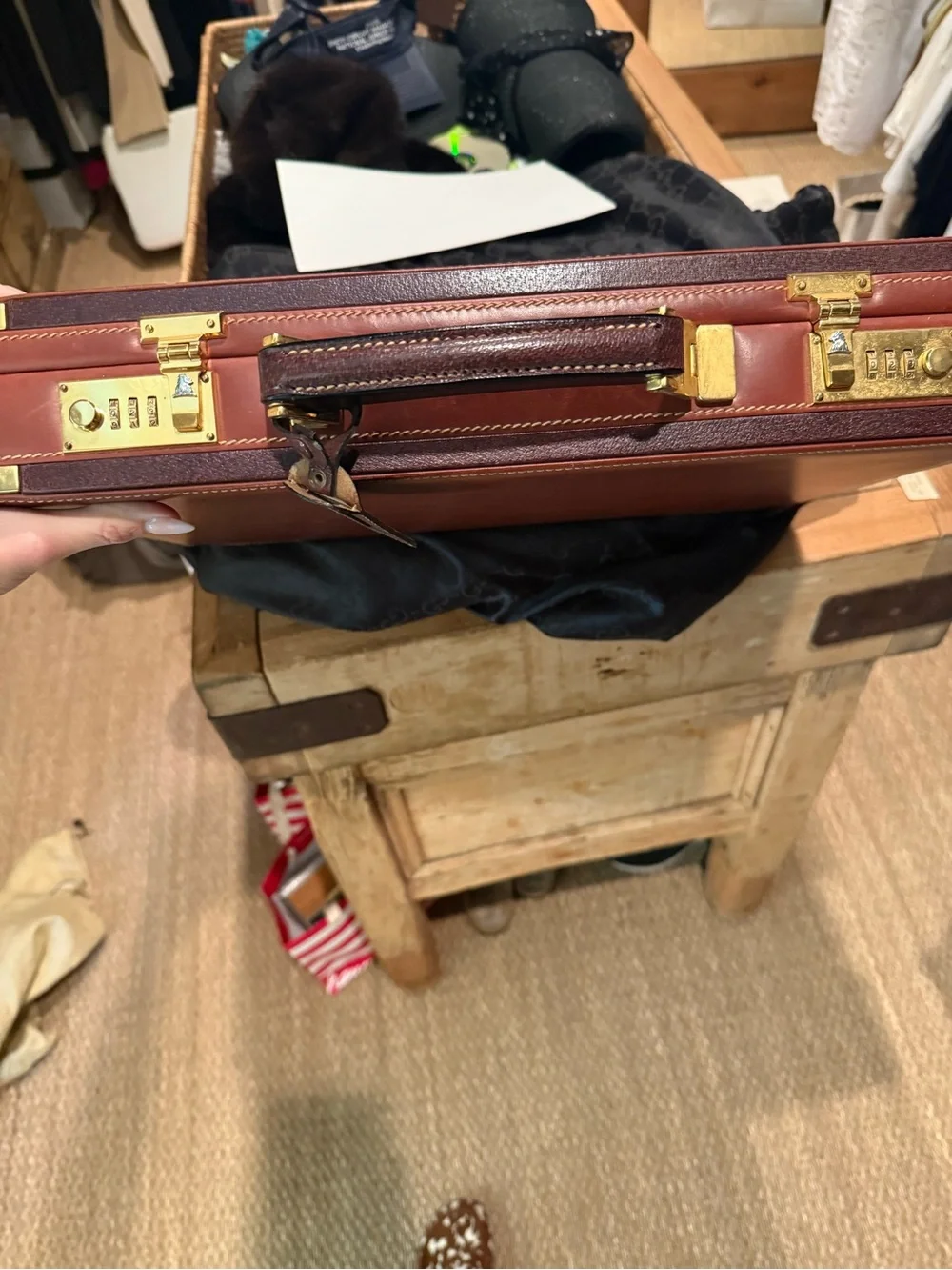 Men's Leather Briefcase in Chestnut Brown with Top Handle